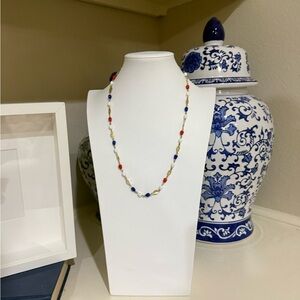 Lightweight Red White Blue and Gold Necklace